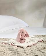 Mamas & Papas Baby Twilight Pink Bunny Comforter with Soft Faux Fur view 3