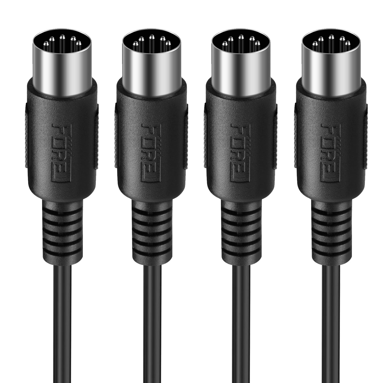 FORE 3m 2-Pack Male to Male 5-Pin DIN MIDI Cable Compatible with MIDI Keyboard/Synthesizer/Guitar Multi Effects/Audio Interface/Audio Mixer/Auido Amplifier/External Sound Card/Black (2-pack)