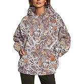 peassa Womens Camo Hoodies Fleece Oversized Hooded Sweatshirts Fashion Tree Leaf Graphic Pullover Tops