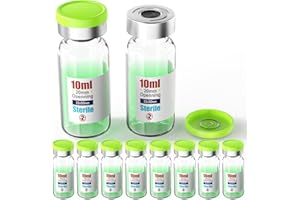 KSIITEKSLAB Sterile Empty Vial Sealed with 20mm Self Healing Injection Port and Burr Free Tear Off Plastic Aluminum Cap,Boroc