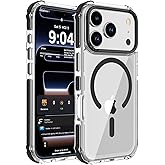 DEERLAMN Strong Magnetic Case for iPhone 17 Pro 6.3-Inch,[Compatible with Magsafe][Military Grade Drop Protection] Clear Slim Shockproof Protective Phone Cover-Transparent+Black