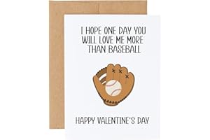 Funny Baseball Valentine's Day Card, I Hope One Day You Will Love Me More Than Baseball, Sports Humor, Gift for Boyfriend Hus