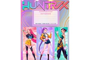 HUNTRIX: Composition Notebook: Huntrix- 7.5 x 9.25in. 100 page Composition Wide Ruled Notebook