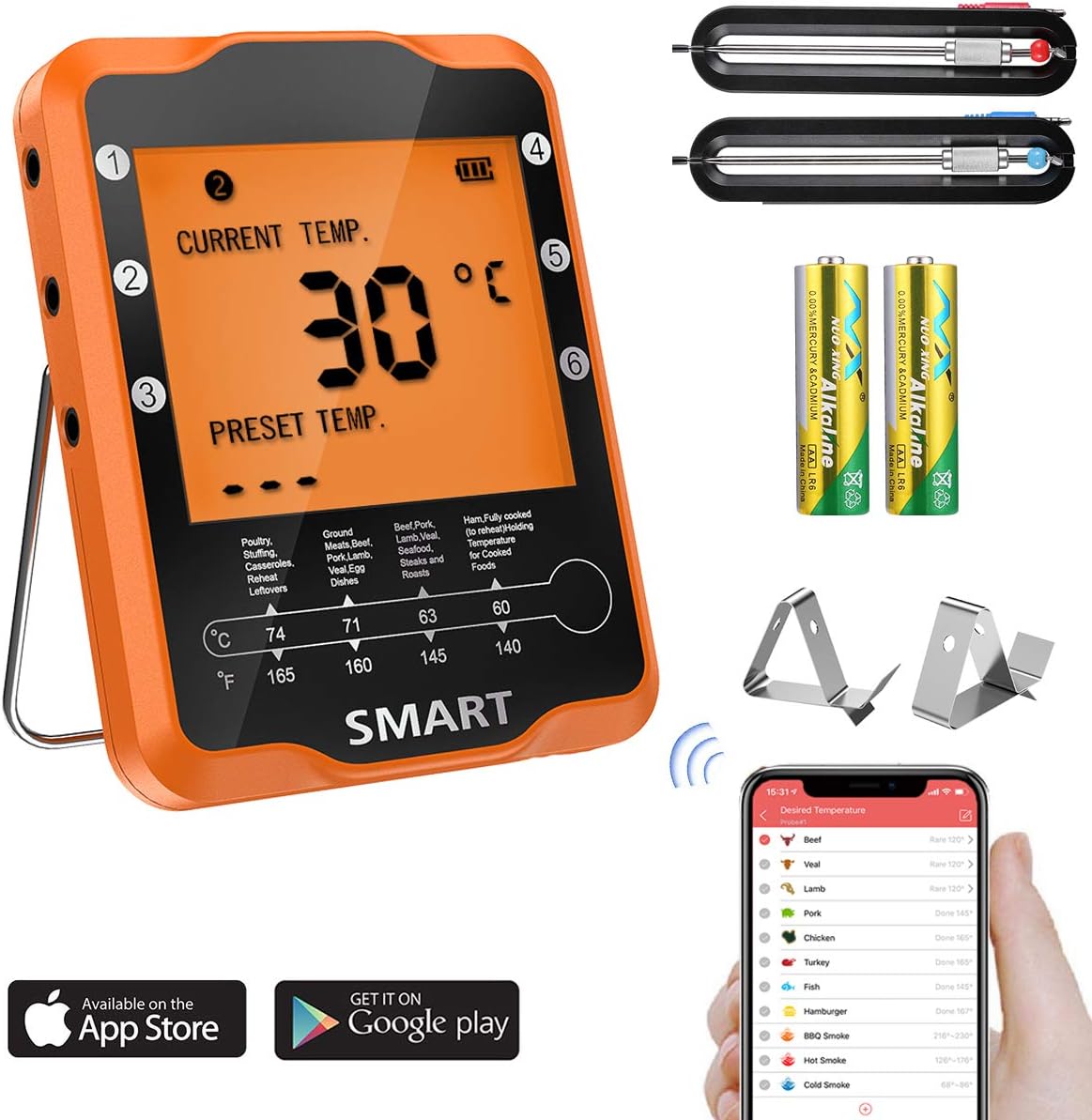 (2020 New) Brifit Grill Thermometer, Wireless Digital