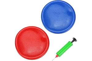 PATIKIL 2 Pcs Inflated Wobble Cushion Seat 13.2", Flexible Balance Disc with Hand Pump for Core Stability Exercise Physical S