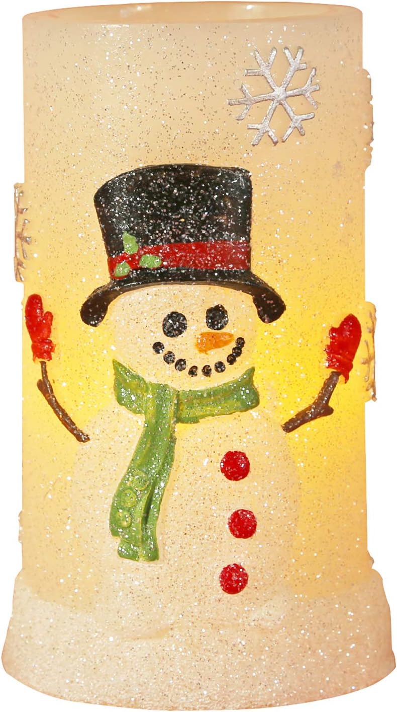 Greluna Snowman Flameless LED Candles with Timer, Battery Operated Candles for Holiday Decorations and Gift