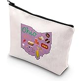 WSNANG Ohio Gift Ohio Travel Makeup Bag Ohio State Map Cosmetic Bag Ohio Souvenir Zipper Pouch Ohio Trip Gift Ohio Lovers Gif
