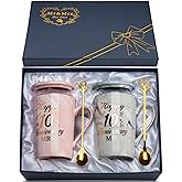 10th Wedding Anniversary Cup Gifts, 10 Years Anniversary Wedding Gifts 2PCS Happ 10th Anniversar-y Mr Mrs Present Marble Ceramic Cups 14oz with Giftbox, 10t-h Anniversar-y for Couple Gif-ts