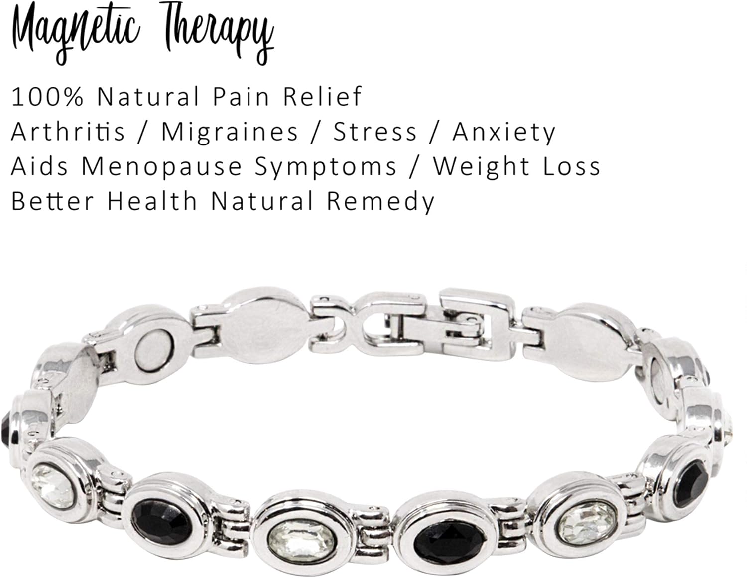 Ladies Magnetic Bracelet for Women Adjustable. with Jewellery Gift Box, Silver, 7.5 " - Image 3