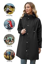 Zando Womens Rain Jacket with Hood - Travel Rain