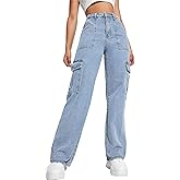 QYANGG High Waist Stretch Cargo Pants Women Baggy Multiple Pockets Relaxed Fit Straight Wide Leg Y2K Pants