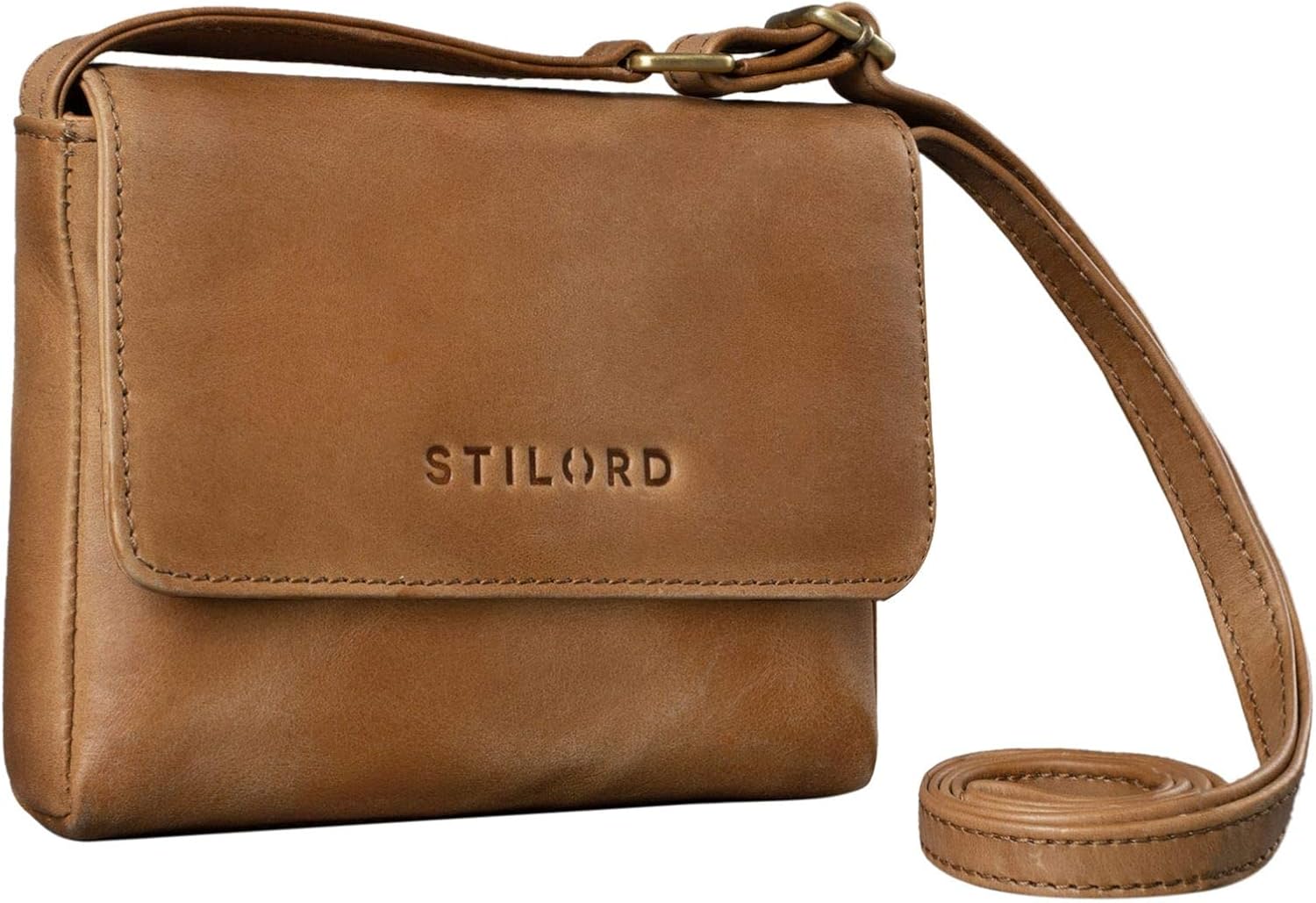 STILORD "Audrey" Small Shoulder Bag for Women Vintage Leather Handbag XS Pouch Mini Crossbody Bag Elegant Purse Ideal as Party Bag Shopping Bag Genuine Leather Colour:taranto