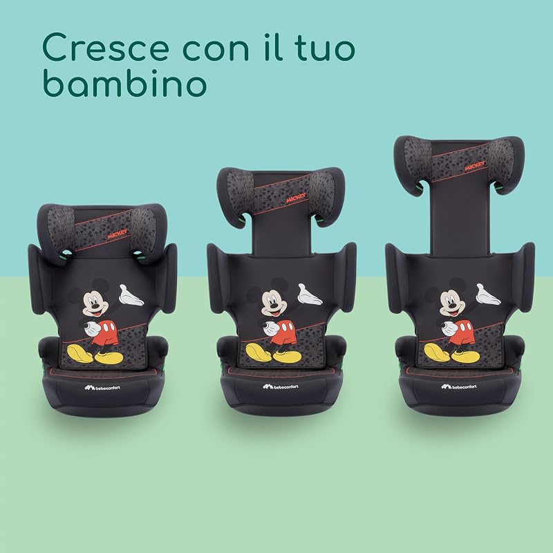 Disney RoadSafe i-Size, Seggiolino Auto 15-36 kg Bambini, 3,5-12 anni (100-150 cm), Seggiolino Auto Topolino, Pieghevole, Installazione Cintura, Poggiatesta 14 Posizioni, Authentic Mickey