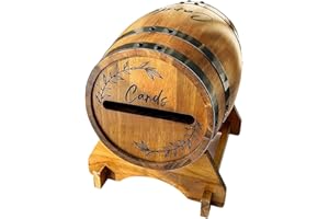 IEUDNS Wooden Wedding Card Box,Whiskey Barrel Card Holder Wedding Decor Envelope Box with Slot and Holder for Engagement Even