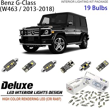 Amazon Com Ziyo Zpl5633 19 Bulbs Deluxe Led Interior Light Kit 6000k Xenon White Dome Light Bulbs Replacement For 13 18 Mercedes Benz G Class W463 Automotive