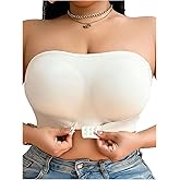 GORGLITTER Women's Plus Size Strapless Bra Front Closure Wireless Bandeau Bralette Tube Tops