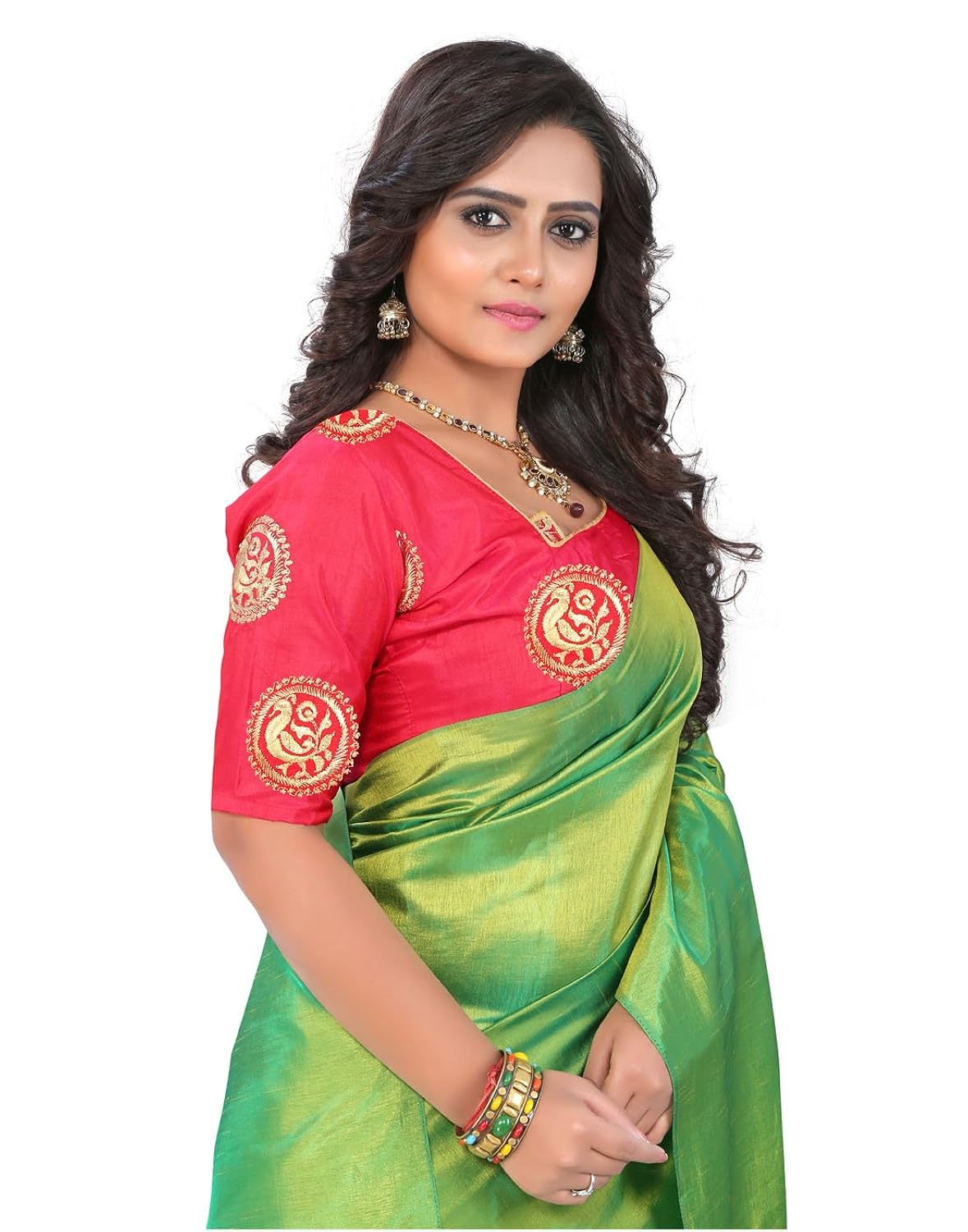 e-vastram artificial silk tassel saree (sanag_green_free size)