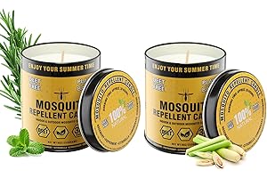 BugBai® Natural Plant-Based Mosquito Repellent Candle, DEET Free Mosquito Citronella Candles Indoor and Outdoor Bug Insect Repellent Burns 30 Hours for Patio, Yard, Picnic, Camping (9oz | 2 Pack)