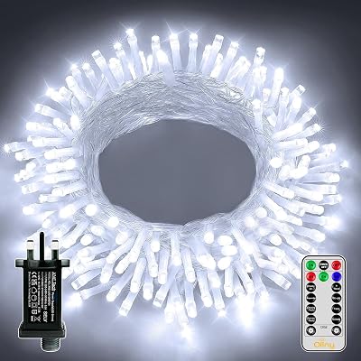 Ollny Christmas Tree Lights 10m 100 LED Remote IP44 Warm White