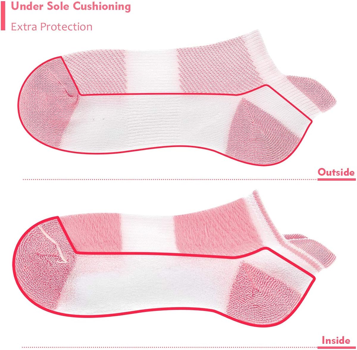 Heatuff Womens Low Cut Ankle Athletic Socks Cushioned Running Performance Breathable Tab Sock 6 Pack: Clothing