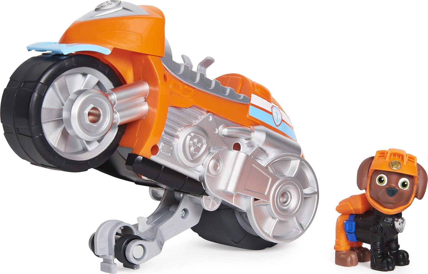PAW Patrol, Moto Pups Zuma’s Deluxe Pull Back Motorcycle Vehicle with Wheelie Feature and Figure, Multicolor, X-Large