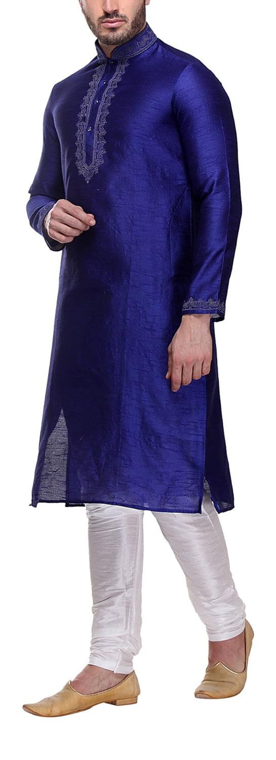 indian poshakh men's art silk kurta pyjama