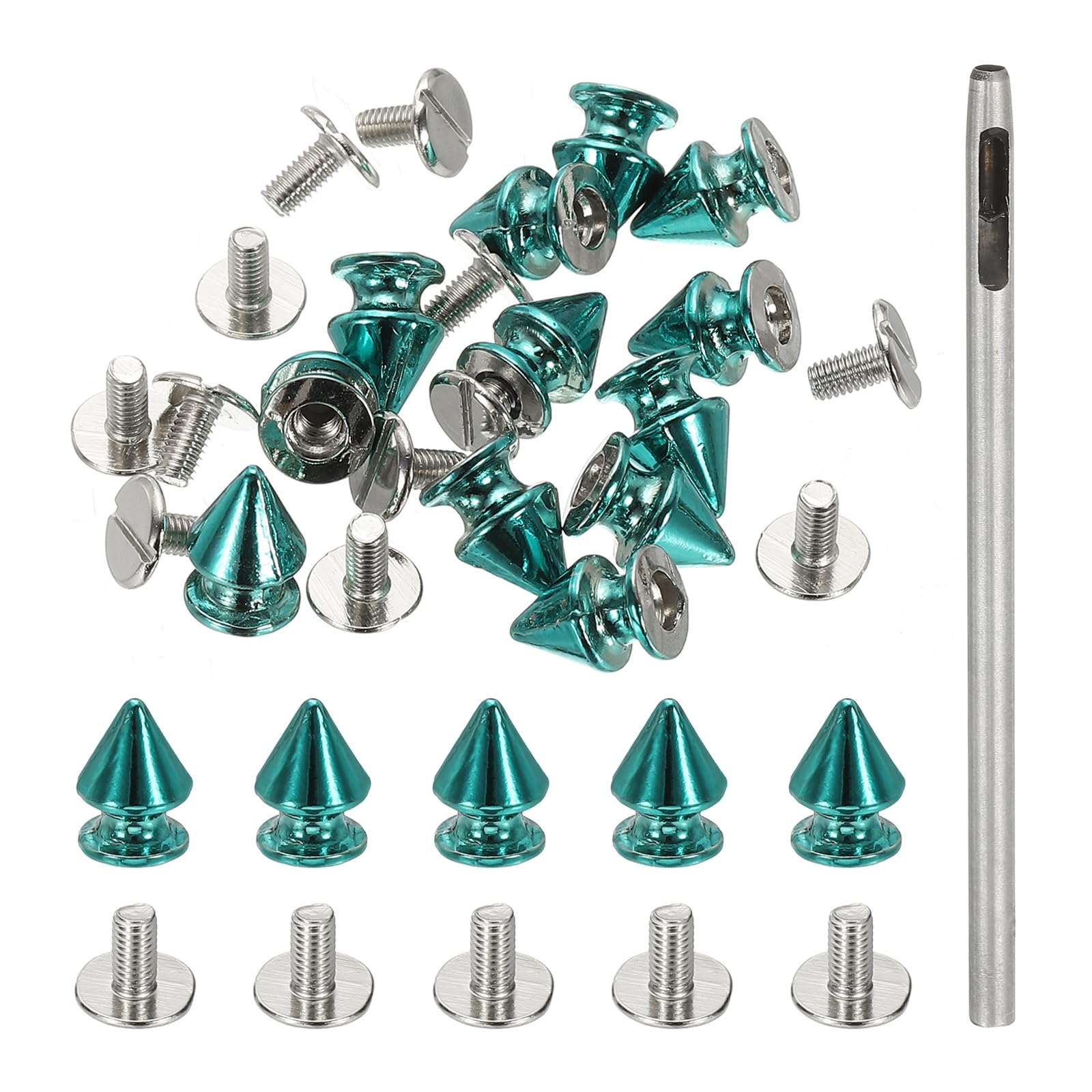 PATIKIL 12mm Studs for Clothing, 24 Sets Spikes for Clothes Studs and Spikes Leather Rivets Metal Cone Punk Spikes Screw Posts with Hole Puncher for Leather Jacket Fabric, Dark Blue