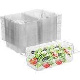 Kaderron Disposable Plastic Hinged Food Container - 70 Pcs Clear Clamshell Food Containers, Internal Size 6.3" Length x 3.9" Width x 2.7" Depth