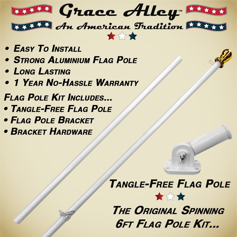 Flag Pole Kit Outdoor Flag Pole Kit includes Tangle Free Spinning