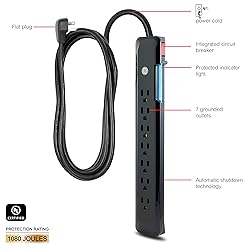 GE 7-Outlet Surge Protector, 4 Ft Power Cord, 1080