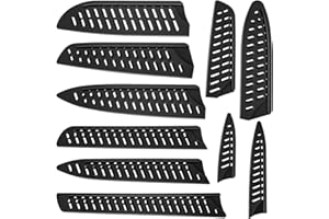 APHRORDITY 10-Pack Black Knife Sheaths for Kitchen Knives - Universal Protective Blade Covers for 10" Bread Knife, 8" Carving, 7" Chef, 5" Utility, 3.5" Paring Knives, Ventilated Safe Storage, PP Material