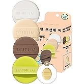 THE TOOL LAB Long-lasting Tension Puff 4P Set, Glow + Cover + Airy + Aqua, Liquid Cushion Foundation, Rubycell Makeup Sponge for Hydrating & Smooth Coverage, Korean Makeup (4P, 2.1 inch, Round)