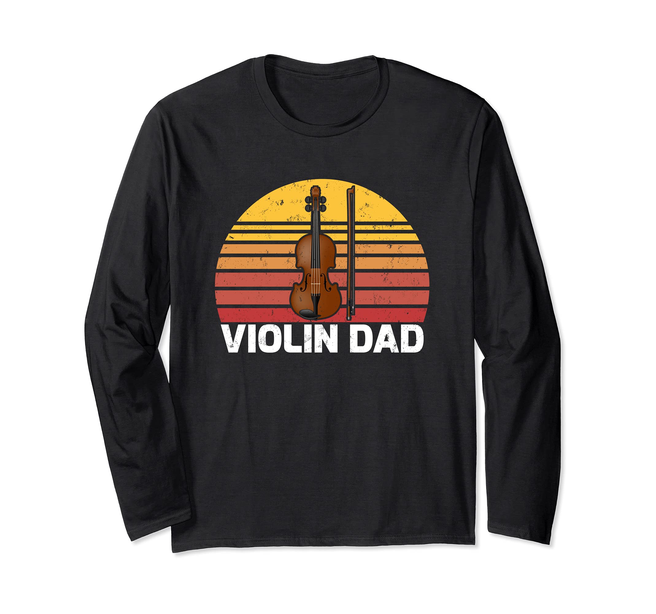 Retro Vintage Violin Music Lover Violin Dad Father's Day Long Sleeve T-Shirt