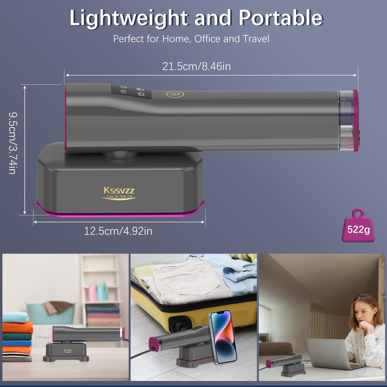Portable Travel Steamer Iron for Clothes with LCD Touch Screen - 4 Mode Handheld Mini Clothing Steam Iron, Small Garment Steamer Ironing Machine, Hand Held Fabric Steamer for Home, Travel (120V ONLY)