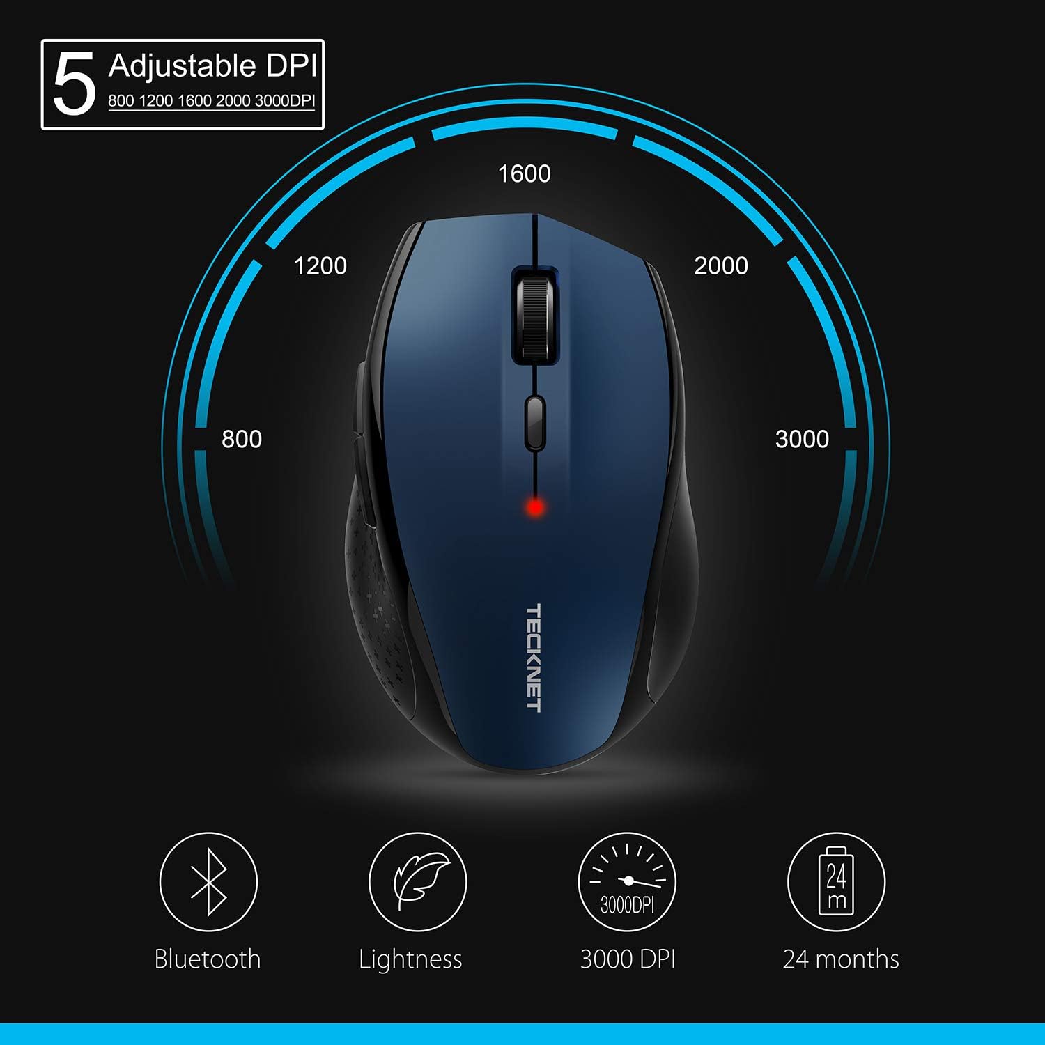 TECKNET Bluetooth Mouse, 4800 DPI Wireless Mouse - Image 3