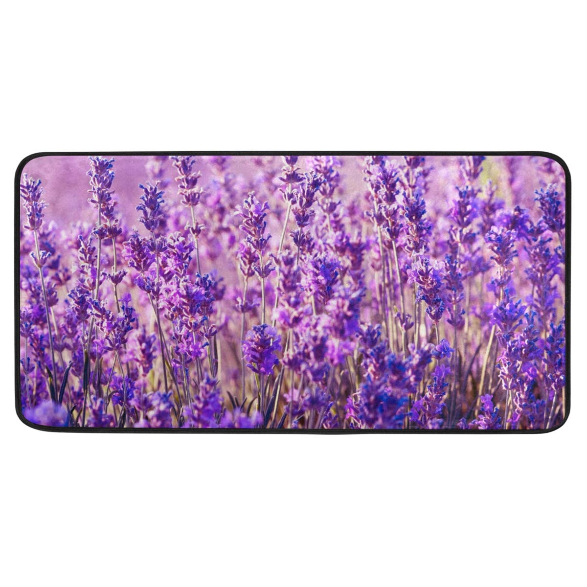 CPYang Flower Lavender Pattern Kitchen Rug Mat Non Slip Anti Fatigue Standing Mat Runner Rug Washable for Kitchen Bathroom, 50x99 cm