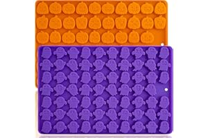 HKNMTT Small Pumpkin Ghost Halloween Silicone Molds for Candy Gummy Chocolate Wax Melts 127 Cavity 2 Pcs Mini Cookie Baking Tray Cute Shapes decoration Kids Treat or Trick 3D Mould Non-stick Homemade DIY