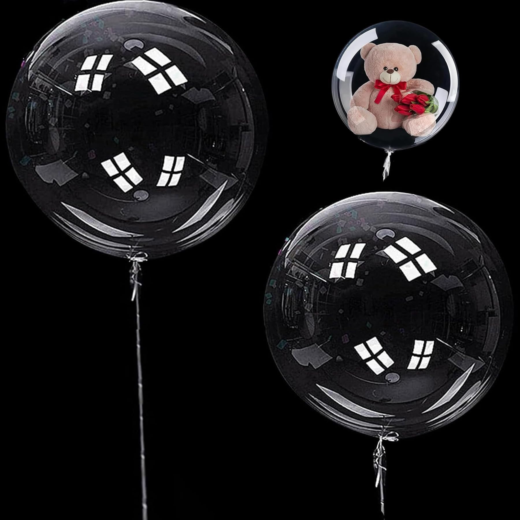 12 Pcs Bobo Balloons,24 inches Clear Bubble Transparent,Large Clear Bubble Balloon,Round Crystal Balloon Fillable Balloons for Valentine's Day Party Wedding Anniversary Festival Romantic Decora