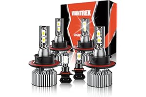VIONTREX High Low Beam Fog Light Bulbs Set Fit for Ford F250 F350 F450 Super Duty 2005 2006 2007 2008 2009-2018 2019 2020 2021 2022 Driving Light Bulb,6500K White Car Lamp Bulb Kit,Plug and Play,IP68 6-Pack