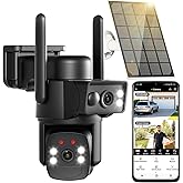 Caluxe Dual Lens Solar Security Cameras Wireless Outdoor, 360° View Pan/Tilt Home Security Camera with 6MP Color Night Vision, 5GHz/2.4Hz WiFi 6, PIR Motion Detection, Spotlight Siren, 2-Way-Audio