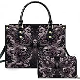 NHN Custom Witch Leather Handbag & Wallet for Women, Aesthetic Black Witches Satchel Shoulder Purse Bag, Halloween Wicca Gift