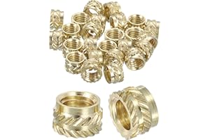 uxcell Knurled Insert Nuts, 25pcs M6 x 5mm L x 8mm OD 3D Printing Brass Nuts Female Threaded Inserts Brass Heat Set Insert Embedment Nuts