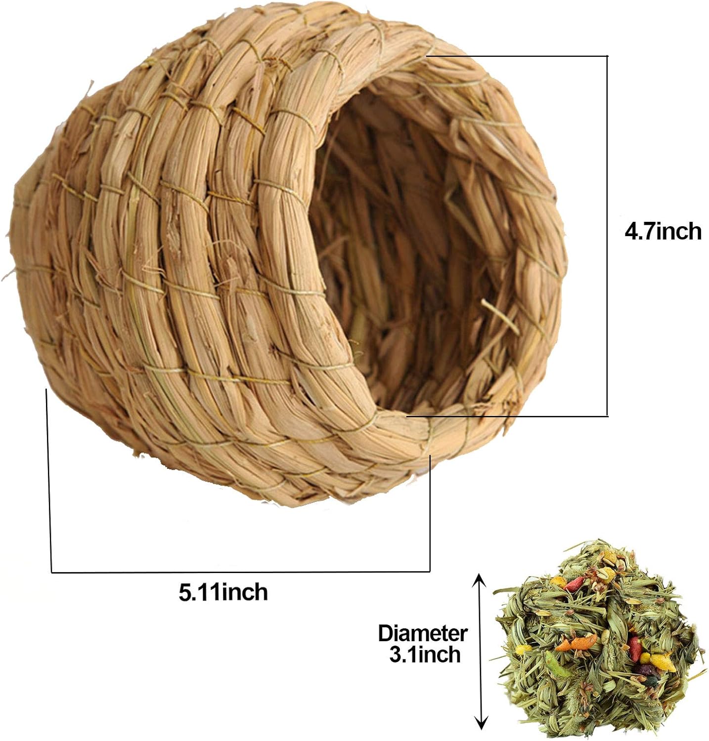 kathson Birdcages Straw Bird Nests Natural Grass Woven Birdhouse Resting Breeding Nesting Cages Hideaway Shelter for Finch Canary Budgie Lovebird Pearl Bird and Small Parrot  : Pet Supplies