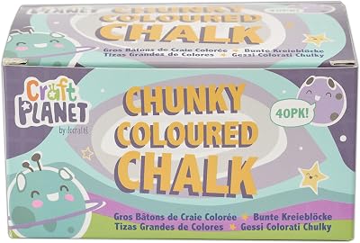 Craft Planet Chunky Chalk Multicoloured Pack of 40 Kids Art & Craft