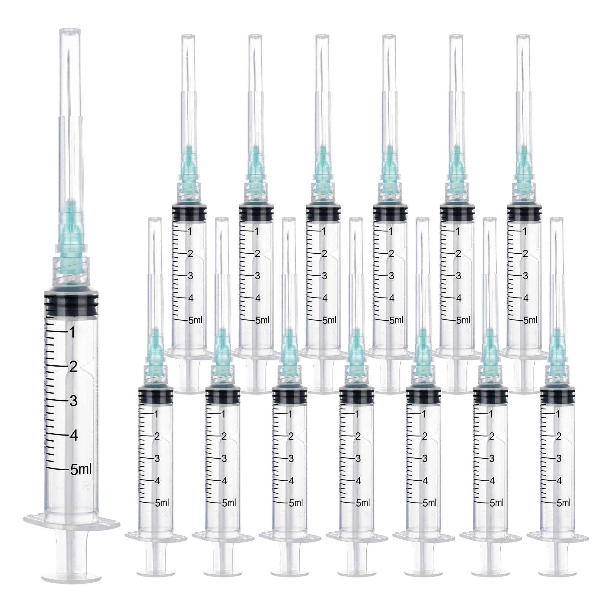 Photo 1 of 100 Pack 5ml 21Ga 1.5 Inch Disposable Syringe with Needle,5cc Luer Lock Syringes for Scientific Lab Use, Individual Wrapped