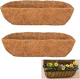 HH-LIFE 2 Pcs Pre-formed Molded Coco Liners 30 Inch Wall Trough Window Box Liner