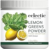 Eclectic Herb - Lemon Greens Powder Supplement | Immune + Detox Support | Nutritional Support, Vitamins + Minerals | Superfood Powder + Daily Greens Drink Mix | Non-GMO, Vegan (3.2 oz | 90 g)