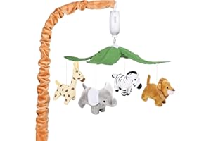 CLYMENE Safari Animals Baby Musical Crib Mobile - Jungle Animals Mobile for Crib with 12 Lullabies for Baby Boys and Girls | Safari Nursery Decor
