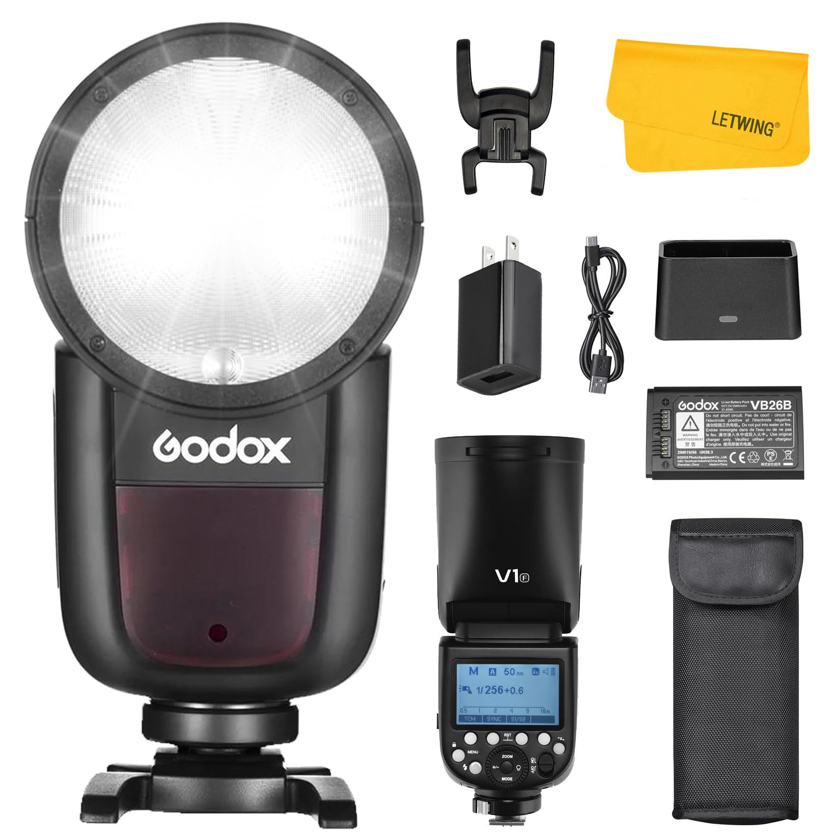 Photo 1 of Godox V1 V1F V1-F TTL Flash for Fujifilm, 2.4G Round Head Camera Flash HSS 1/8000s Speedlite for Fuji, 2980mAh Li-ion Battery, 1.5s Recycle time, 10 Level LED Modeling Lamp, 480 Full Power Shots