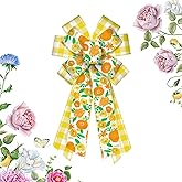 Hying Large Fall Flowers Bows for Wreath, Daisy Wreath Bow Yellow White Buffalo Plaid Bows Wedding Farmhouse Craft Bow for Front Door Thanksgiving Decorations Supplies